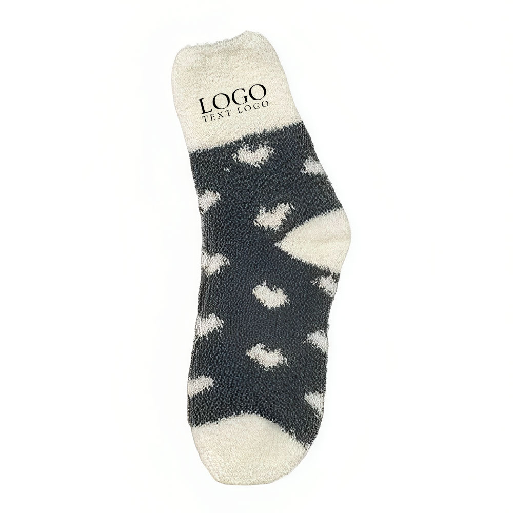 Warm Fuzzy Crew Socks Black with Logo