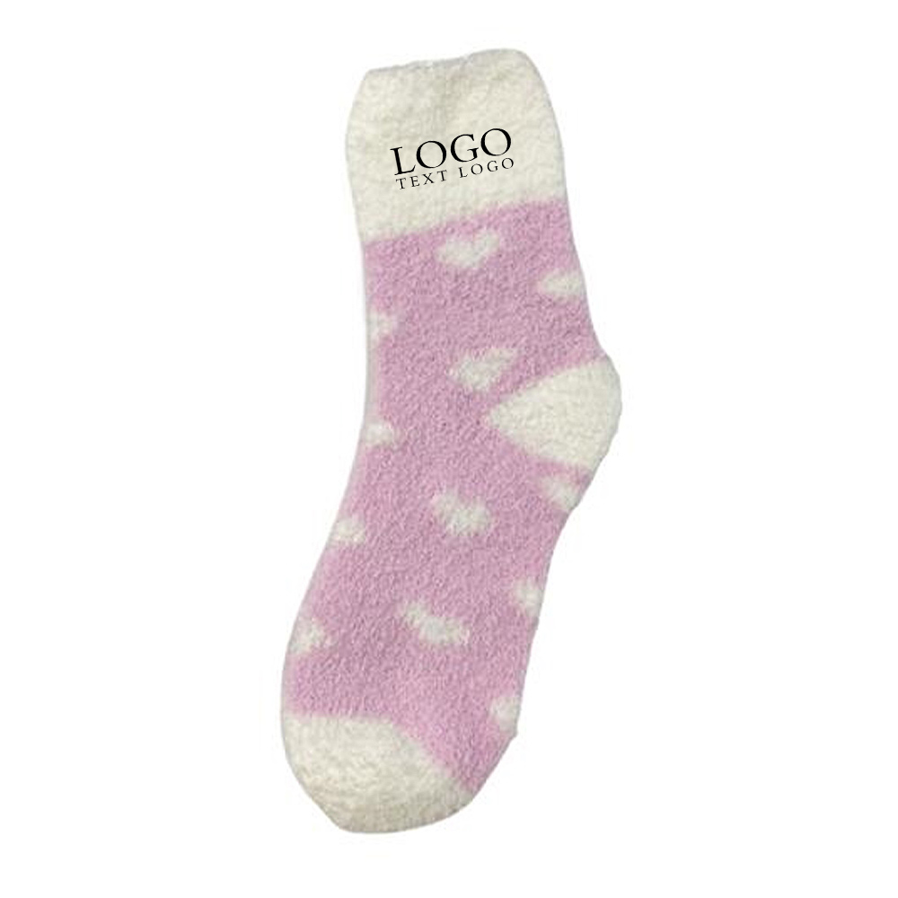 Warm Fuzzy Crew Socks Pink with Logo