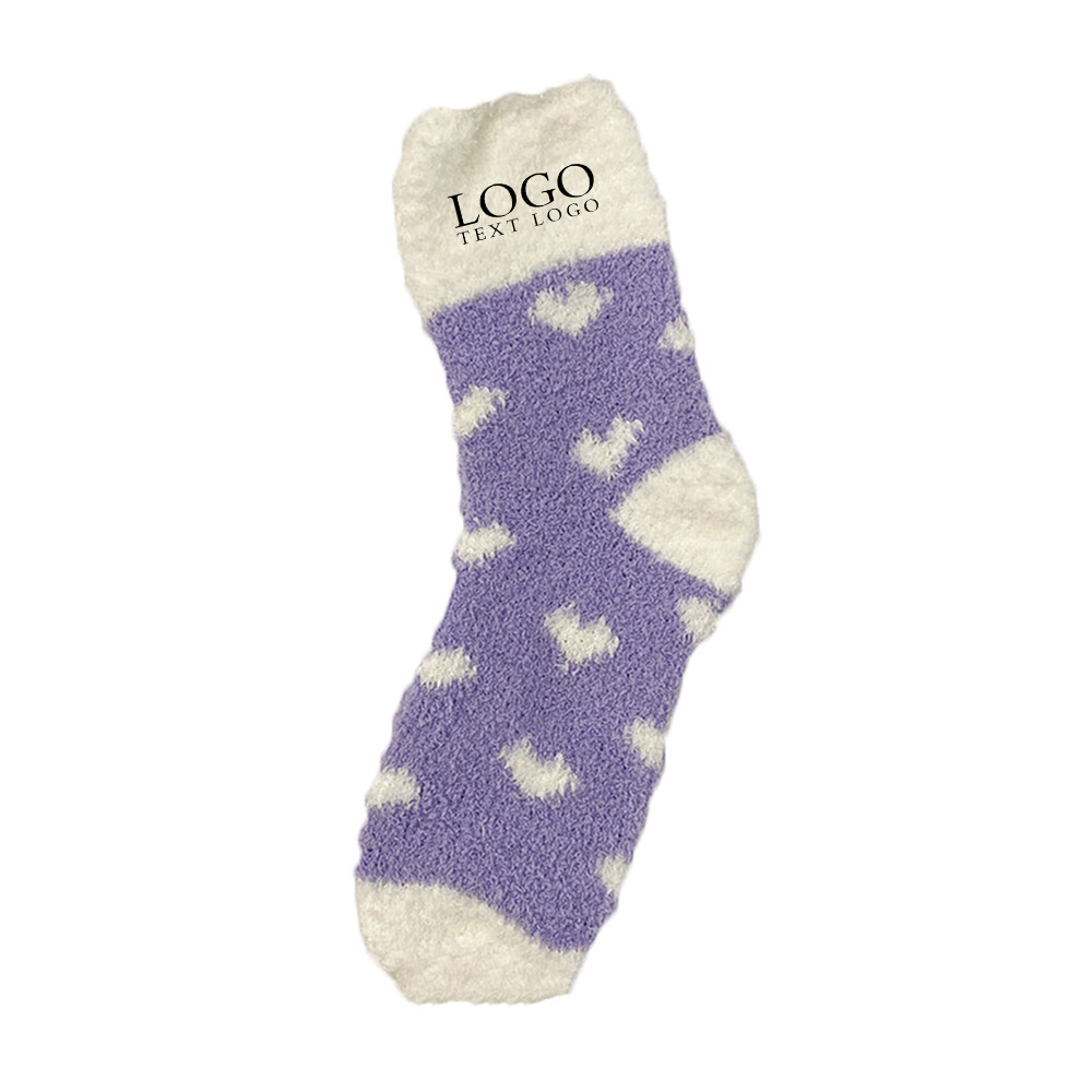 Warm Fuzzy Crew Socks Purple with Logo