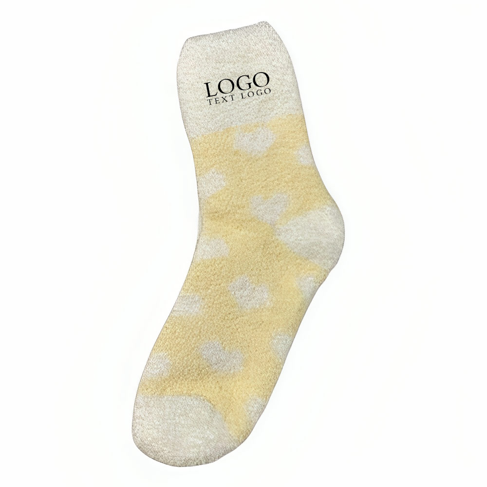 Warm Fuzzy Crew Socks Yellow with Logo