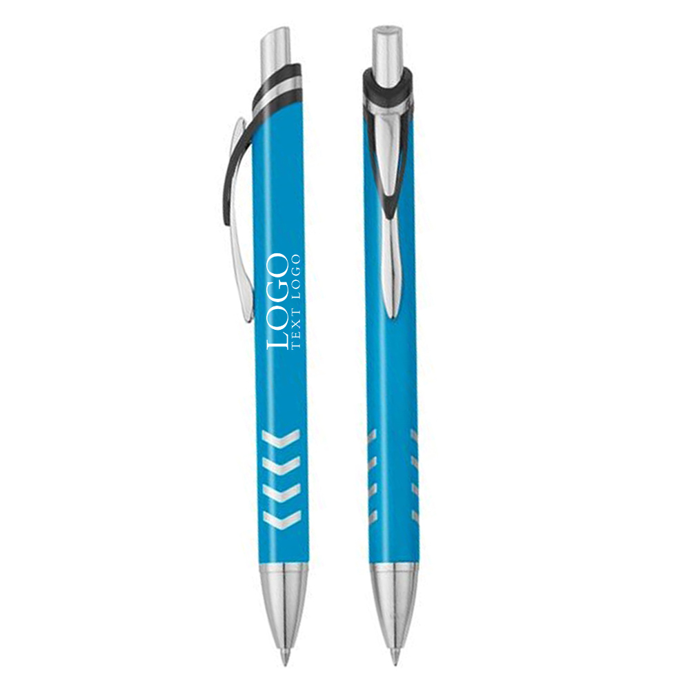 Chevro Pen Light Blue With Silver With Logo