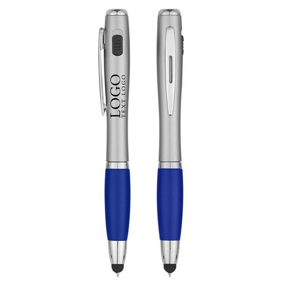 Trio Pen With LED Light And Stylus Blue With Logo
