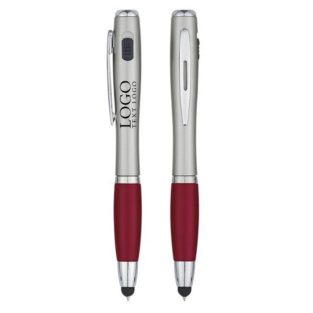 Trio Pen With LED Light And Stylus Red With Logo