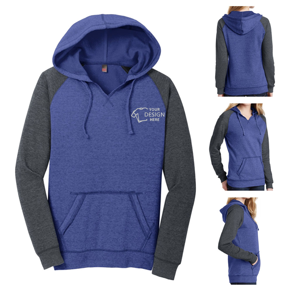 District Lady Lightweight Fleece Raglan Hoodie Details