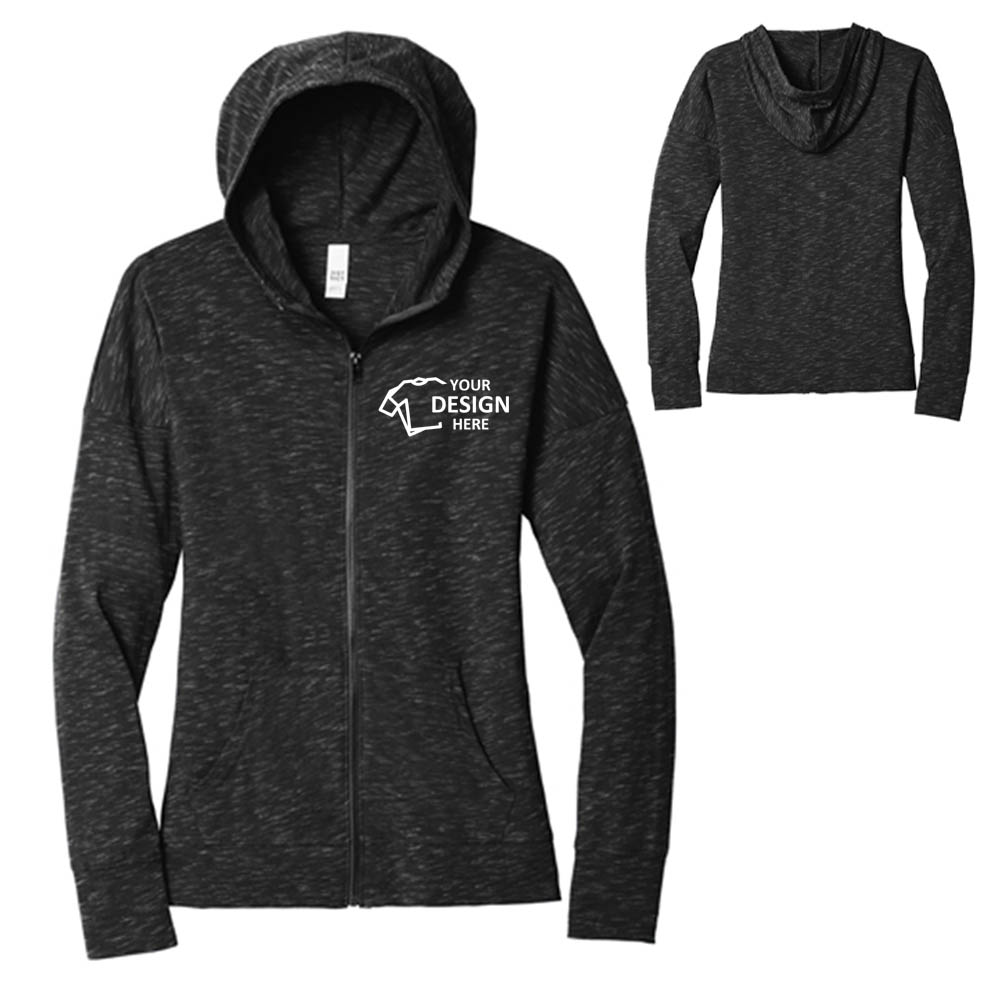 District Women's Medal Full-Zip Hoodie Black With Logo District Women's Medal Full-Zip Hoodie Black With Logo