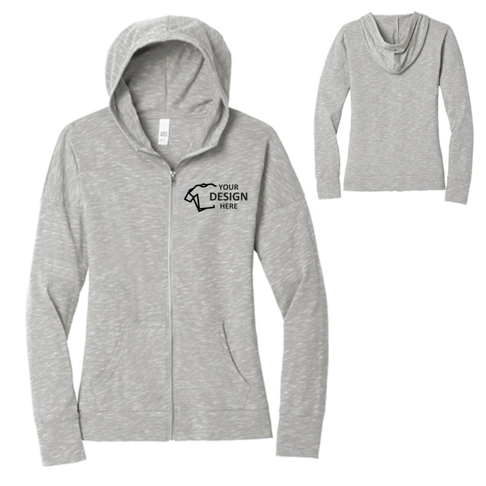 District Women's Medal Full-Zip Hoodie Light Gray With Logo District Women's Medal Full-Zip Hoodie Light Gray With Logo
