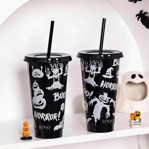 Custom 24Oz Luminous Cup With Straw And Lid For Halloween