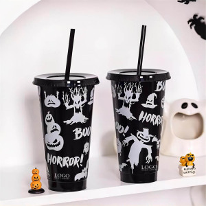 Marketing 24Oz Halloween Luminous Cup With Straw And Lid