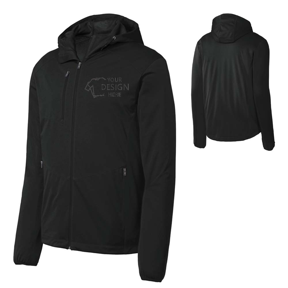 Port Authority Men's Active Hooded Soft Shell Jacket Deep Black With Logo