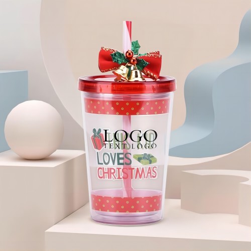 Custom 10oz Double Layer Plastic Cup For Christmas