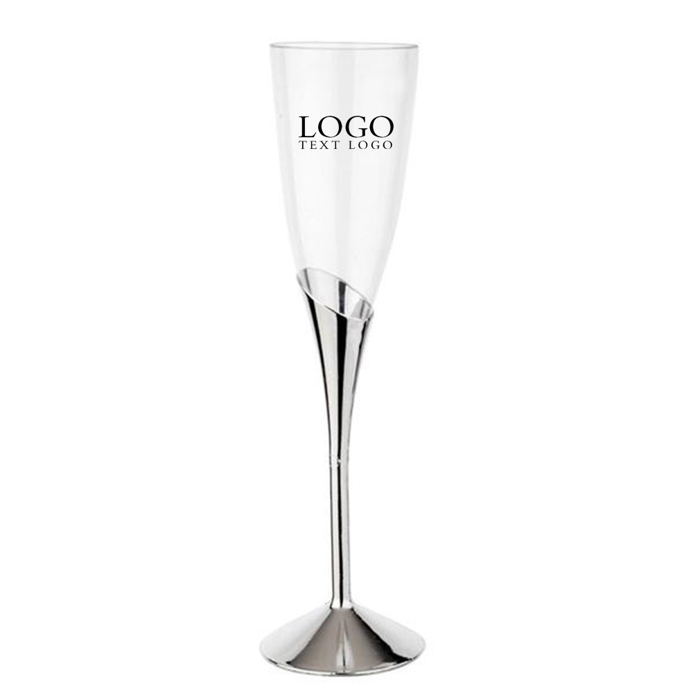 Promo Premium Metallic Disposable Champagne Flutes Silver With Logo
