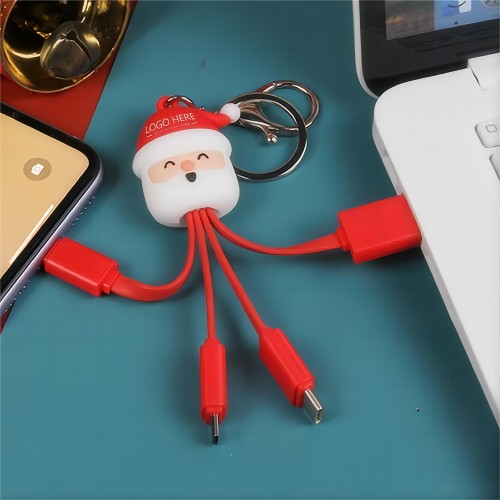 Personalized 4 In 1 Charging Cable With Keychain