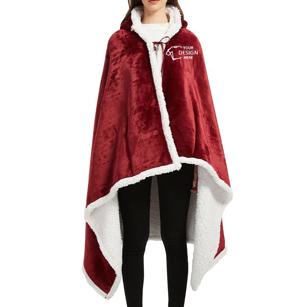 Hooded Blanket For Women Red Logo