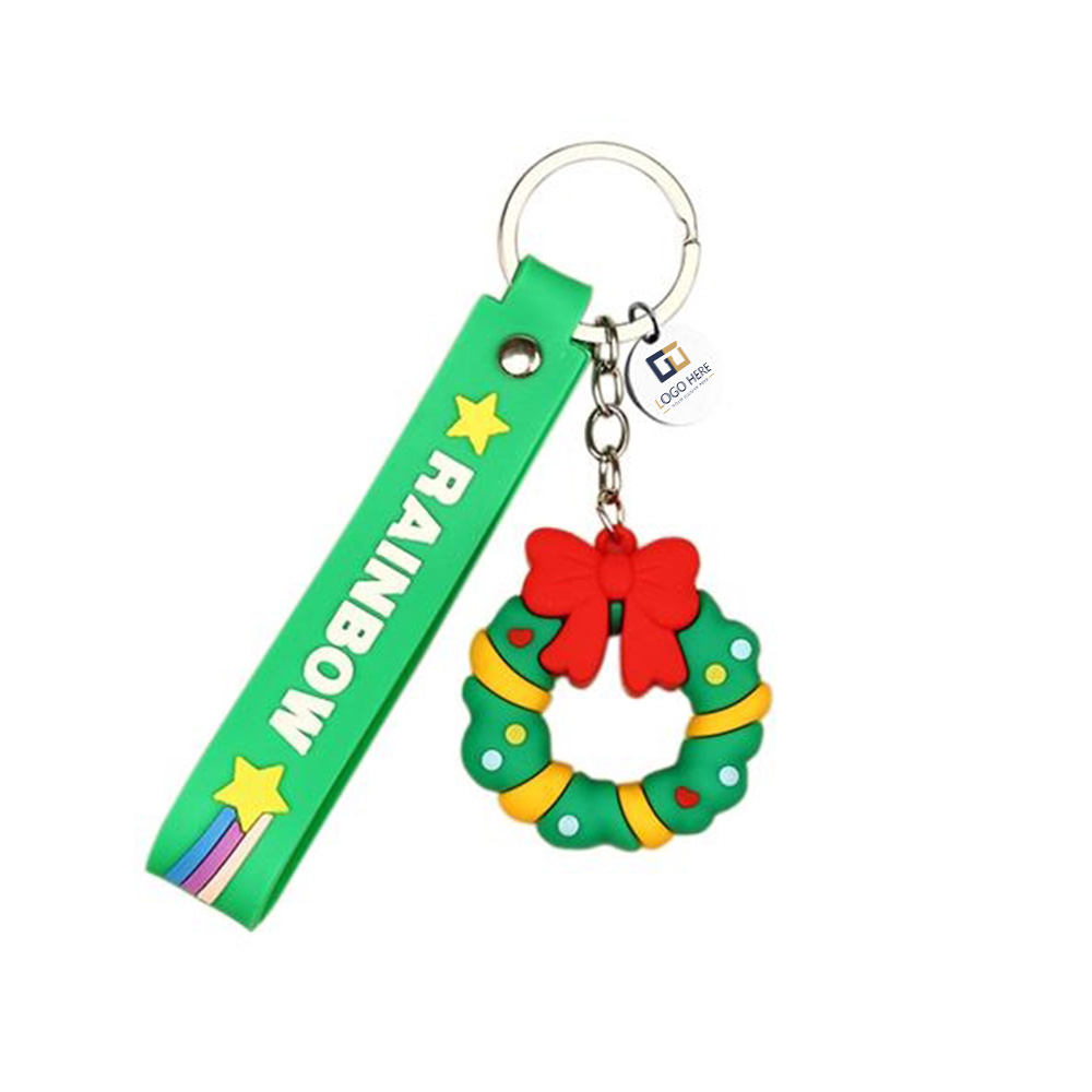 Ornamental Holiday Keyring Wristlet Lanyard Keychain Green Logo