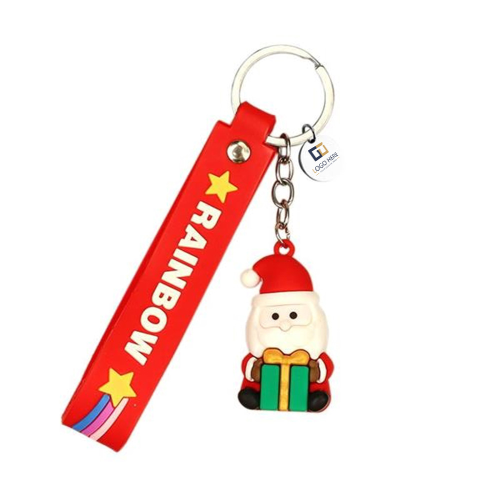 Ornamental Holiday Keyring Wristlet Lanyard Keychain Red Green Logo