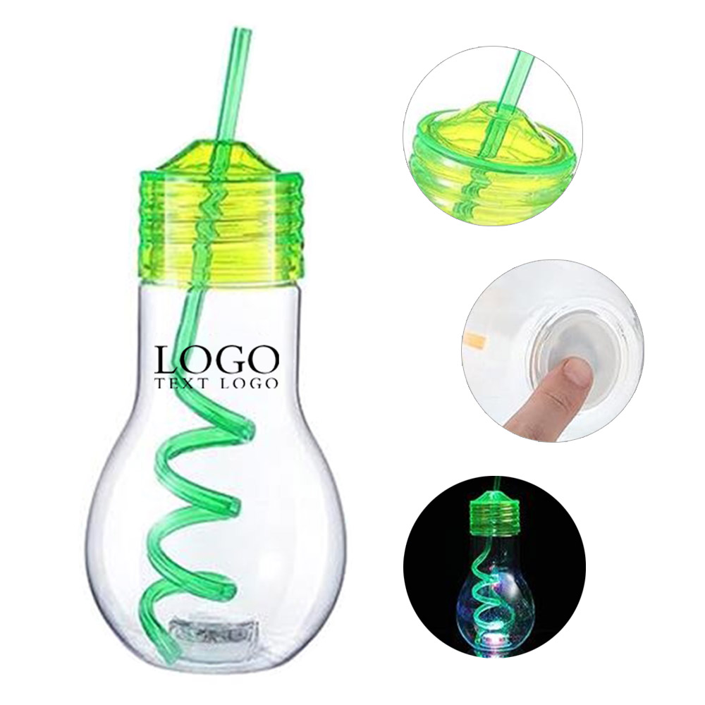 Clear Led Light Bulb Cup With Straw