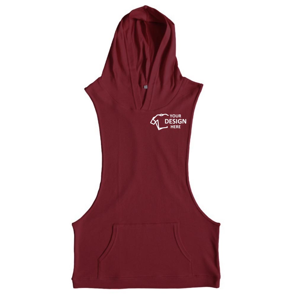 Sleeveless Hoodie Bodybuilding Tank Tops Red Logo