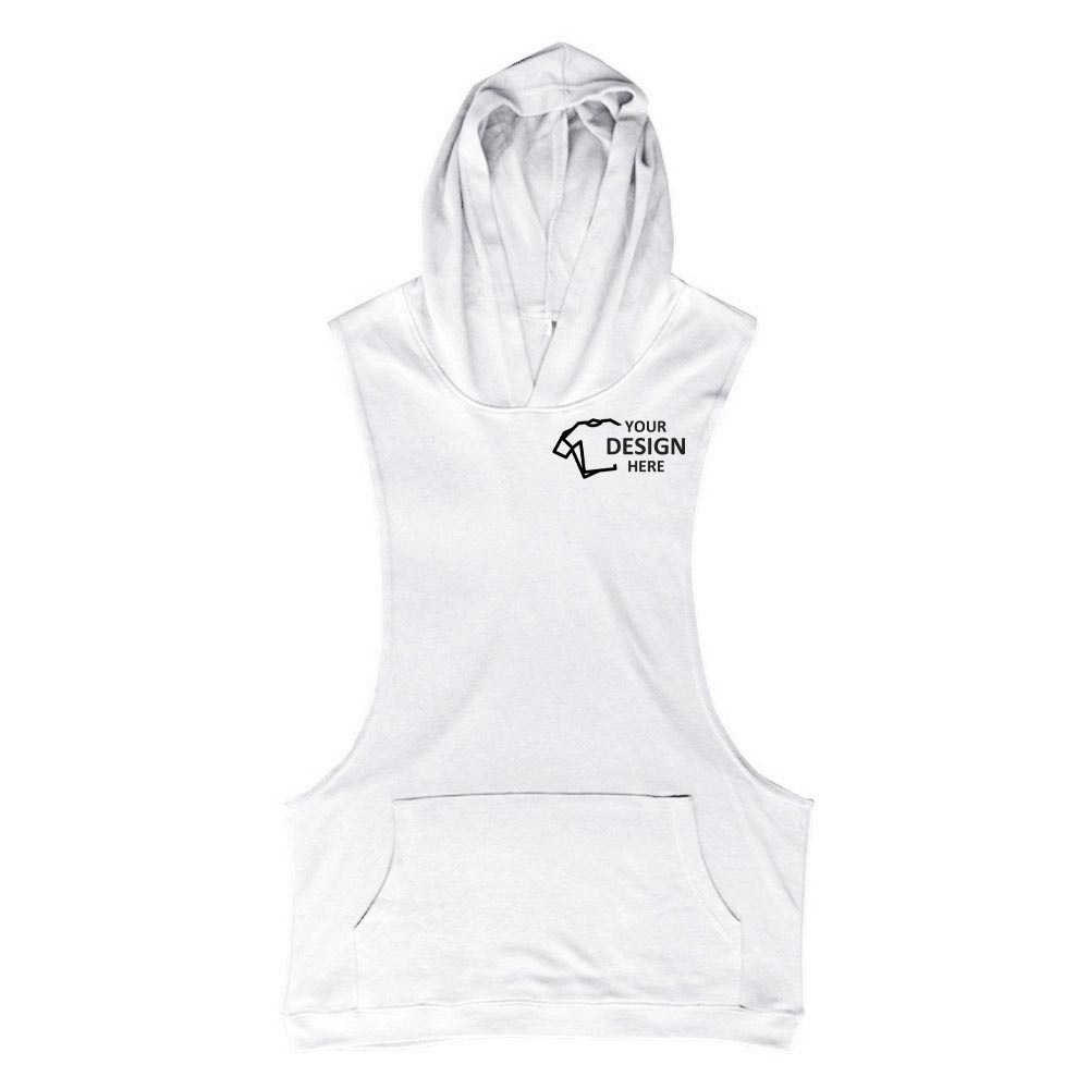 Sleeveless Hoodie Bodybuilding Tank Tops White Logo