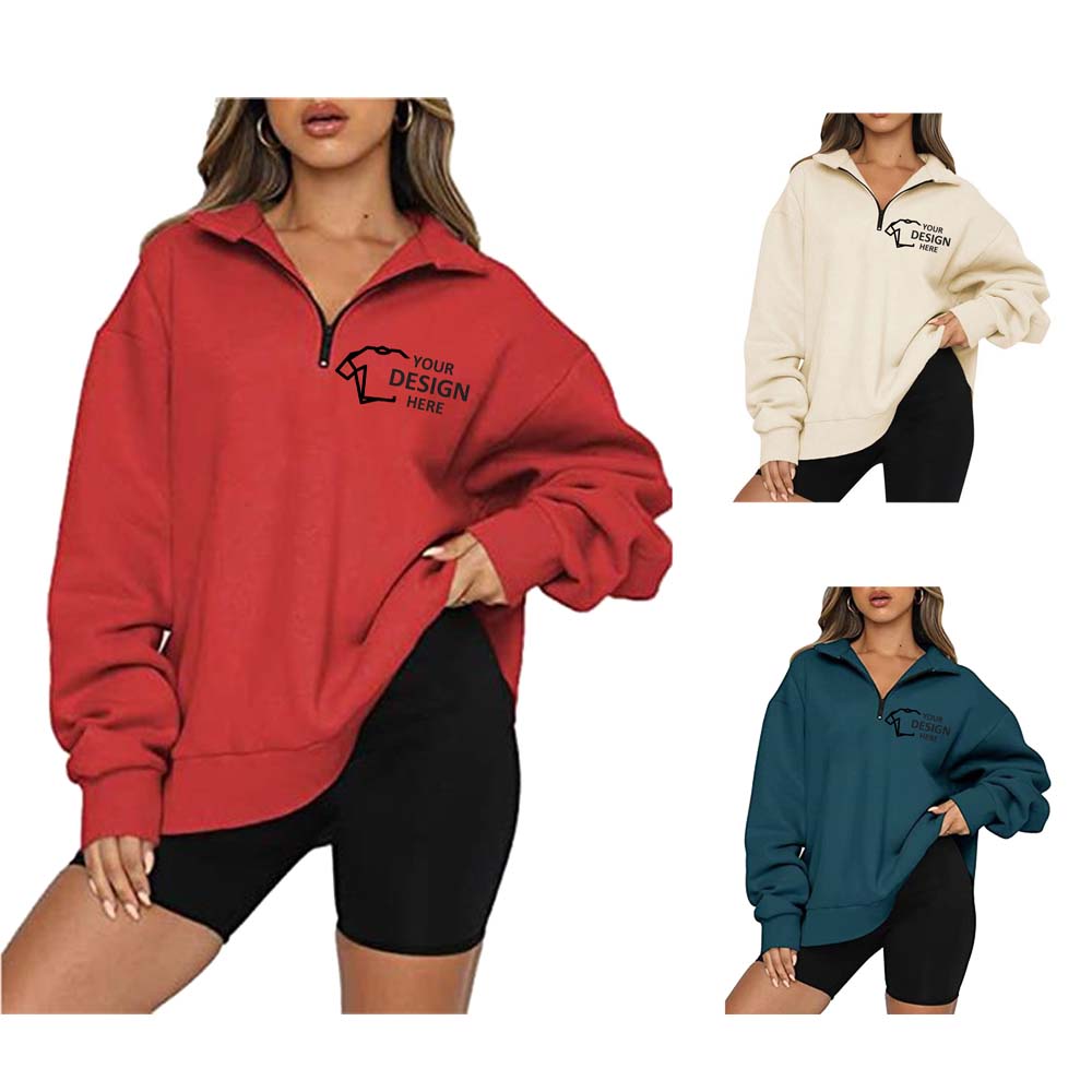 Womens Oversized Half Zip Pullover Long Sleeve Sweatshirt Group