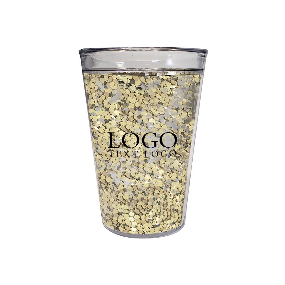 15 Oz  Shimmer Acrylic Glitter Tumbler Gold with Logo