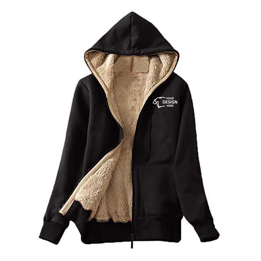 Black Promo Ladies' Heavyweight Sherpa-Lined Hooded With Logo Black Promo Ladies' Heavyweight Sherpa-Lined Hooded With Logo