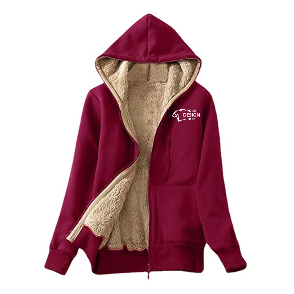 Black Red Promo Ladies' Heavyweight Sherpa-Lined Hooded With Logo Black Red Promo Ladies' Heavyweight Sherpa-Lined Hooded With Logo