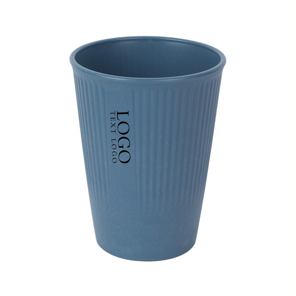 Blue Promo 12oz Wheat Straw Cups Reusable Drinking Glasses With Logo