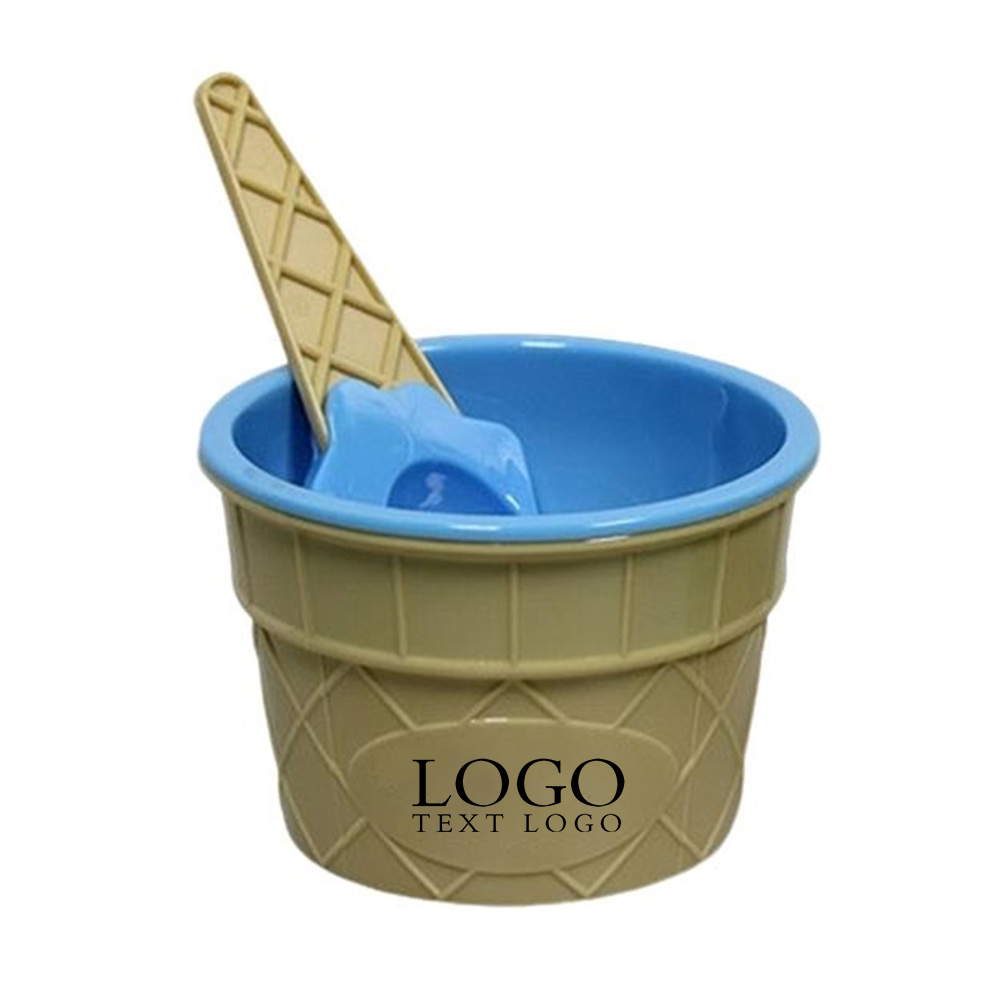 Blue Promo Ice Cream Bowl and Spoon Set With Logo