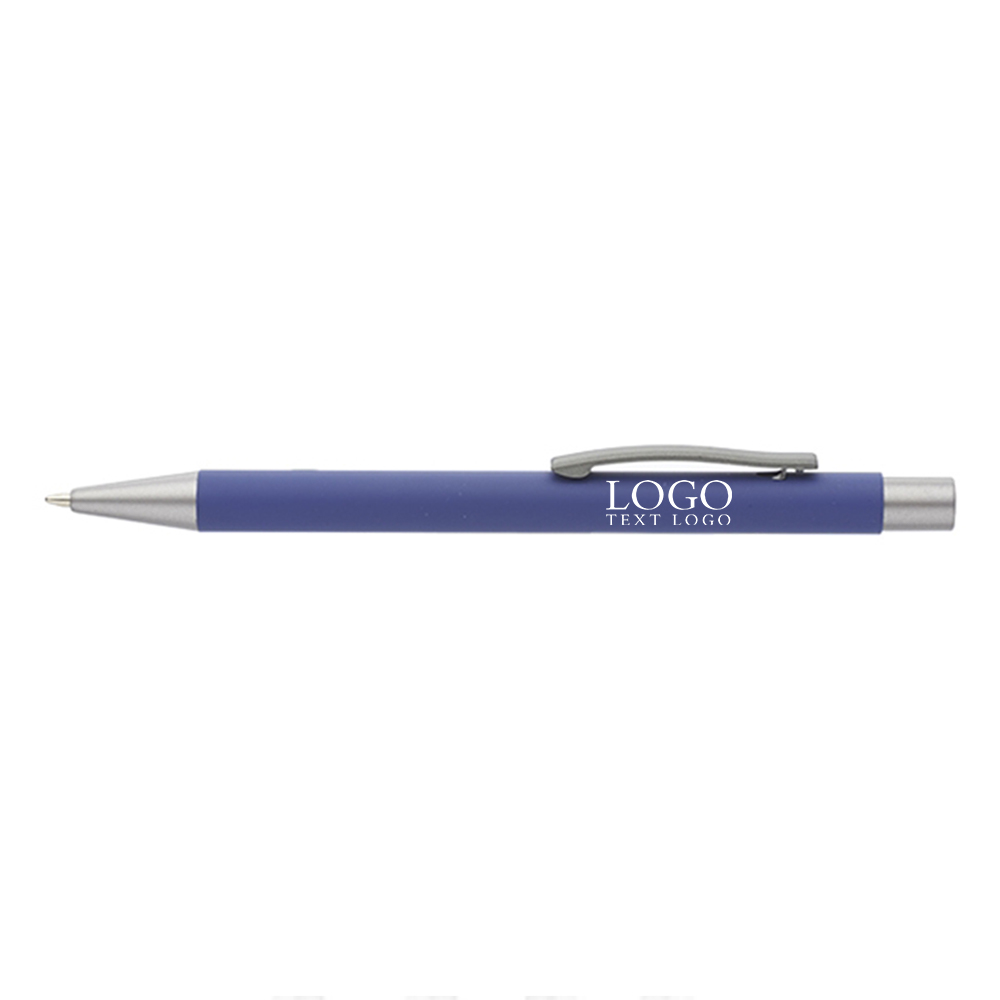 Cordova Rubber Coated Ballpoint Pen Navy BLue with Logo