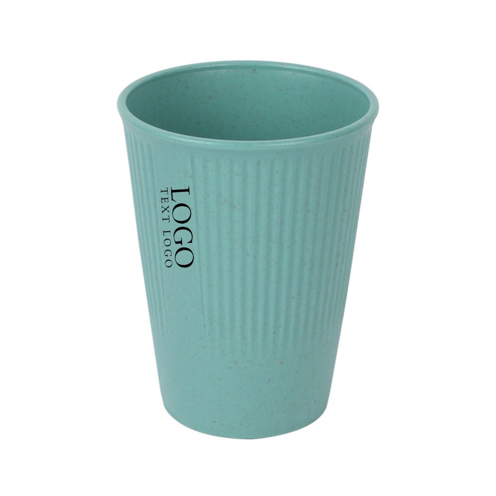 Green Promo 12oz Wheat Straw Cups Reusable Drinking Glasses With Logo