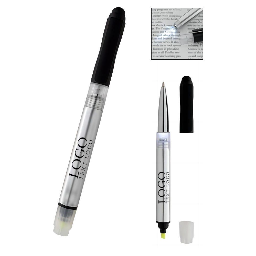 Illuminate 4-In-1 Highlighter Stylus Pen With LED Details
