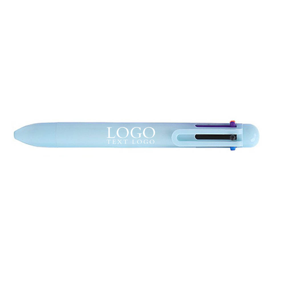 Light Blue 6 In 1 Multi-Color Retractable Macaron Ballpoint Pen With Logo