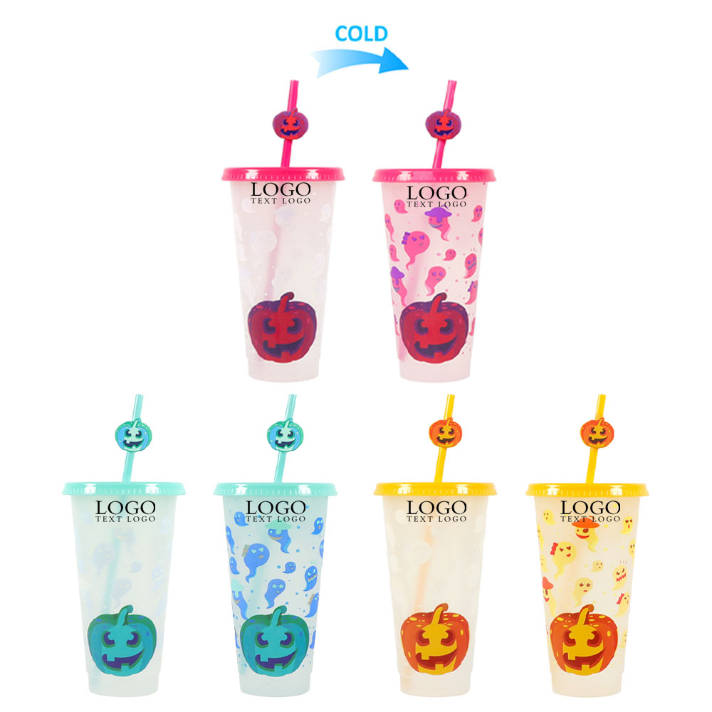 Promo Halloween Plastic Cup with Straw Group