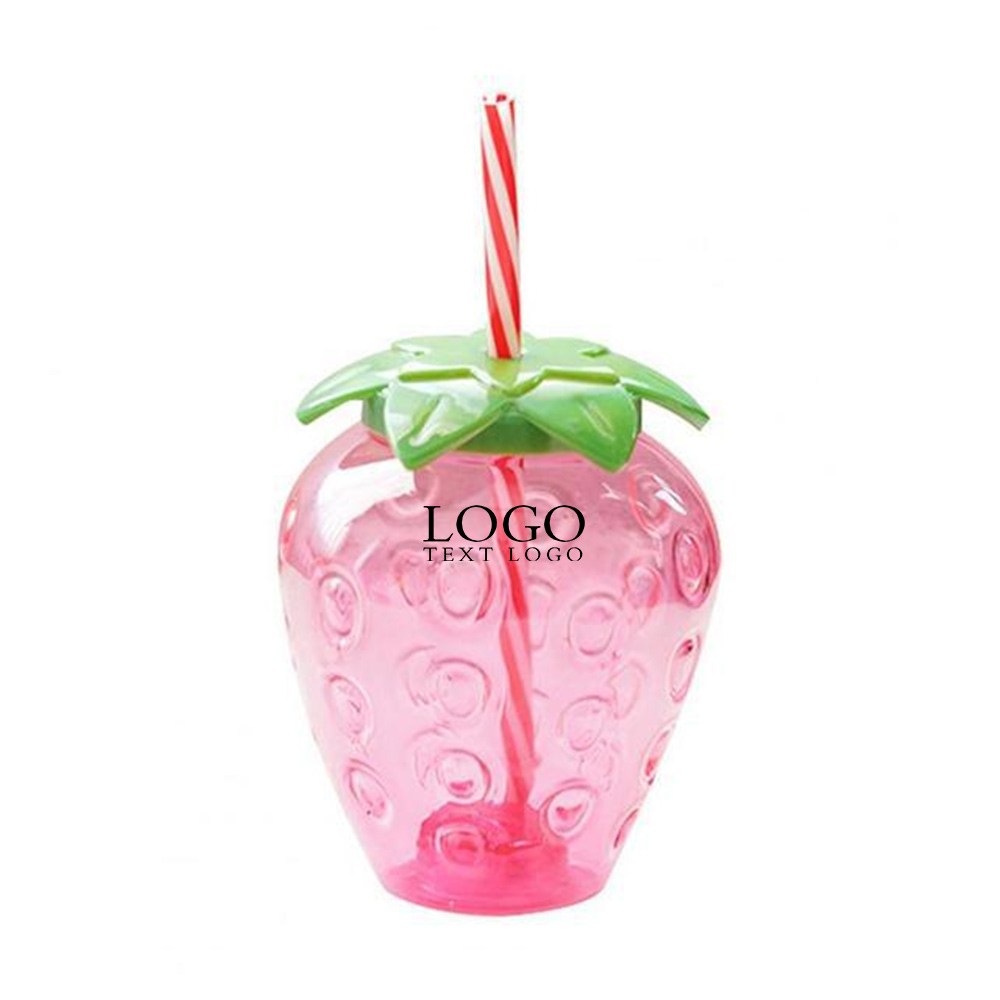 Promo Strawberry Shaped Cup with Straw With Logo