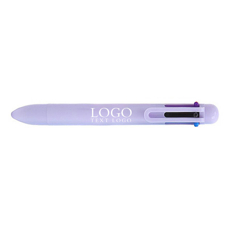 Purple 6 In 1 Multi-Color Retractable Macaron Ballpoint Pen With Logo