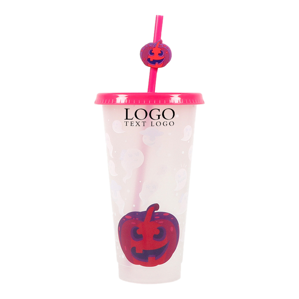 Purple Promo Halloween Plastic Cup with Straw With Logo