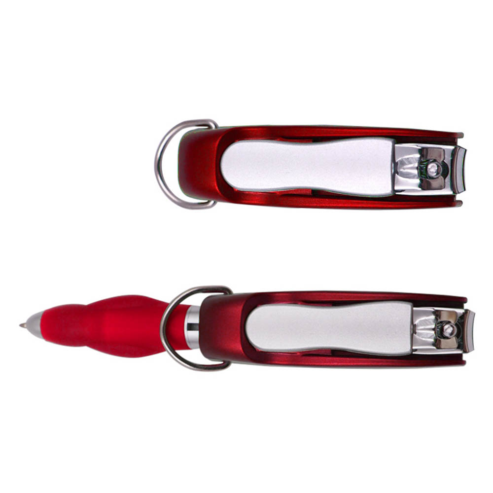Red Promo Folding Ballpoint Pen With Nail Clipper