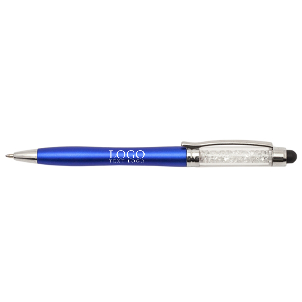 Slender Crystalline Plastic Stylus Pen Blue with Logo