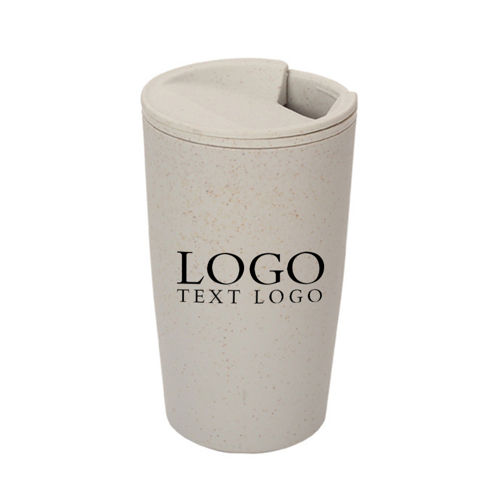 White Promo 18 OZ Wheat Straw Coffee Cup With Lid With Logo