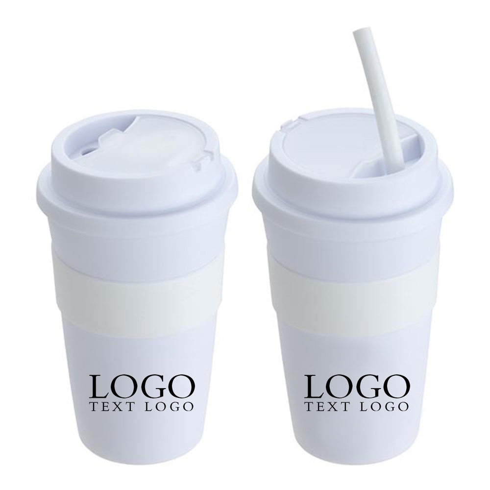 White Promo Bistro 14 oz Coffee Cup with Silicone Sleeve