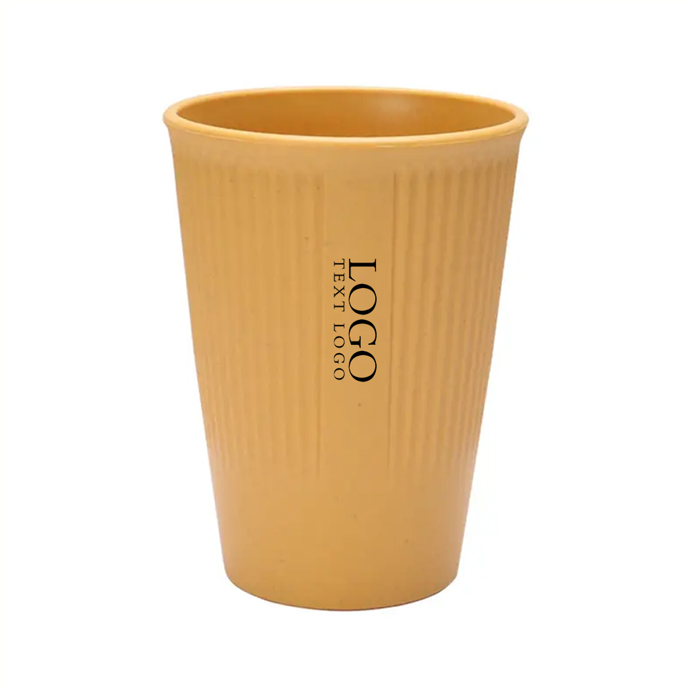 Yellow Promo 12oz Wheat Straw Cups Reusable Drinking Glasses With Logo