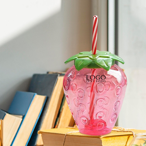 Advertising Strawberry Shaped Cup with Straw