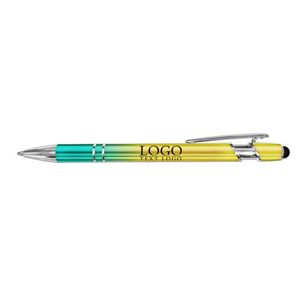 iWriter Metal Stylus Ball Point Pen Blue Yellow with Logo