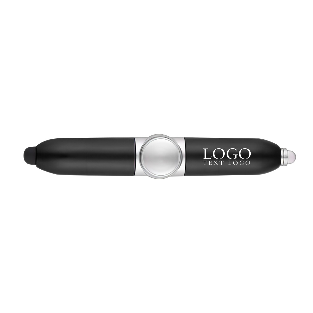 Black Promo Fidget Spinner Pen With Led Light With Logo
