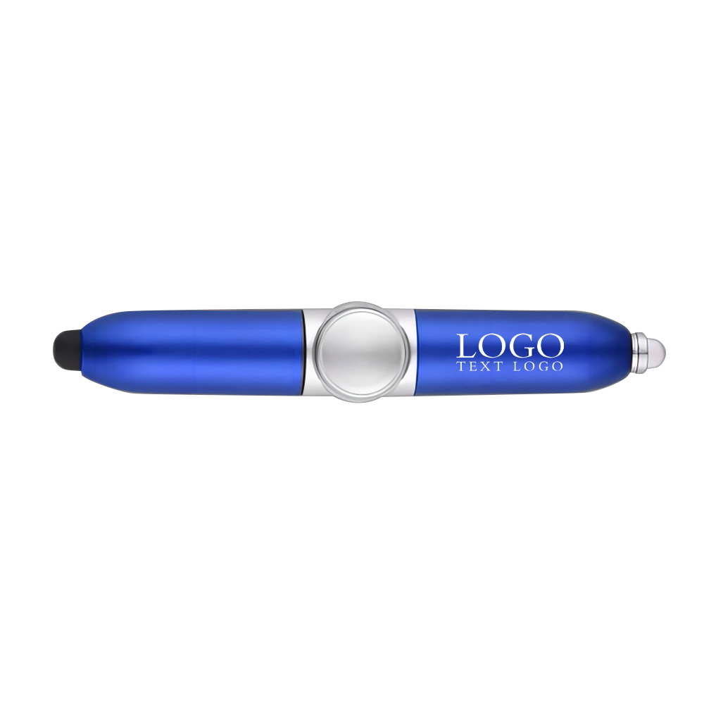 Blue Promo Fidget Spinner Pen With Led Light With Logo