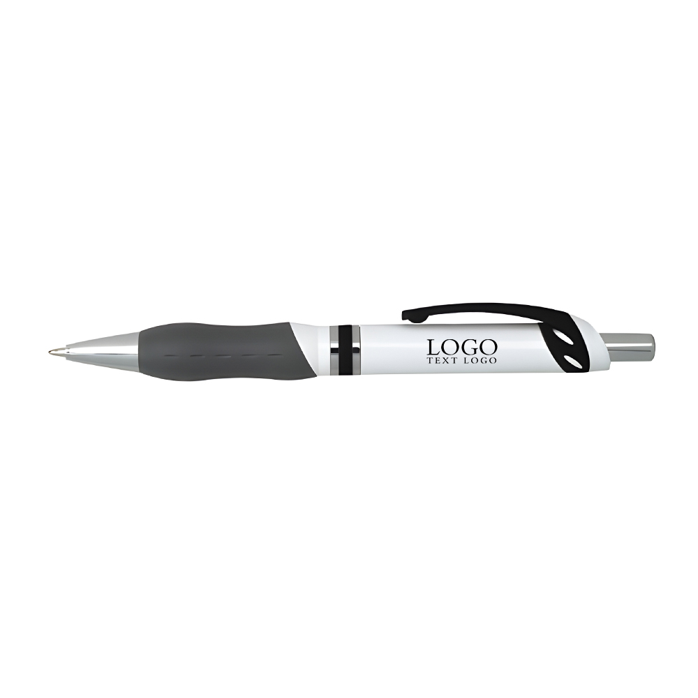 Center Ringed Plunger Action Pen Black with Logo
