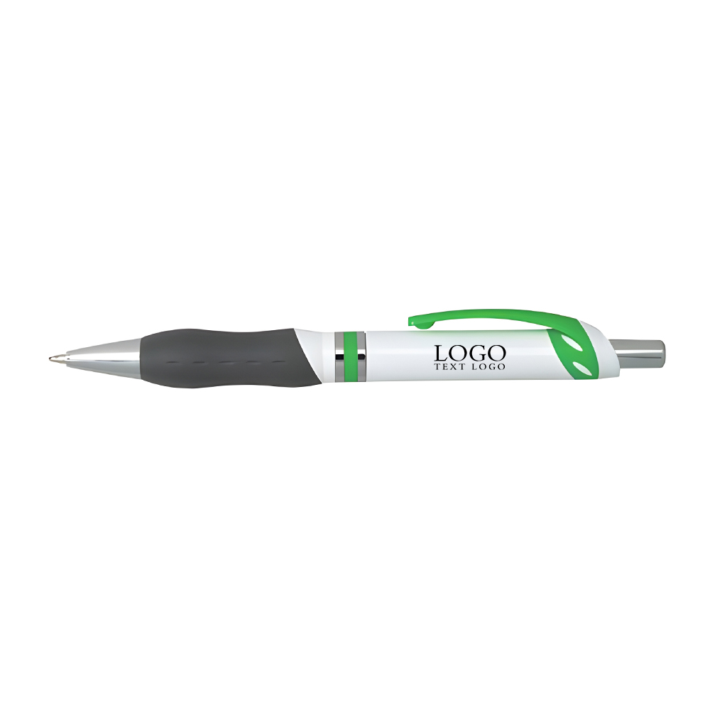 Center Ringed Plunger Action Pen Green with Logo