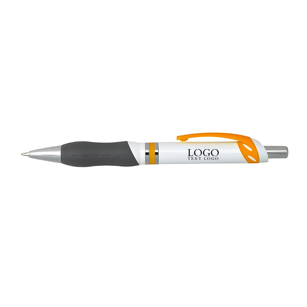 Center Ringed Plunger Action Pen Orange with Logo