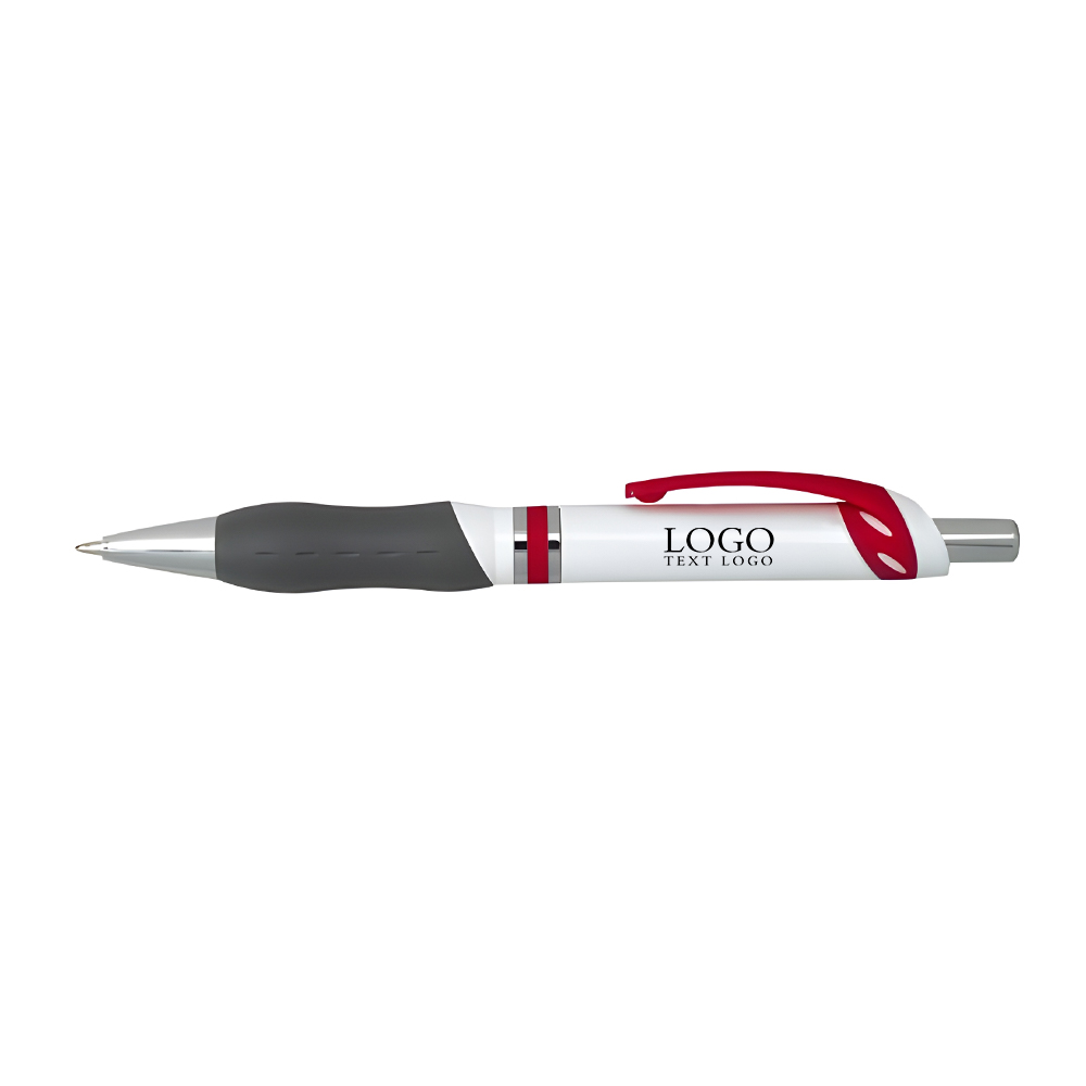 Center Ringed Plunger Action Pen Red with Logo