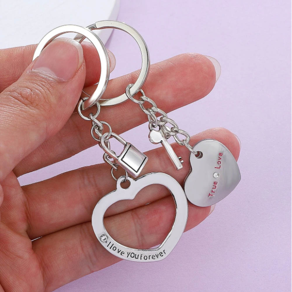 Custom Couple Heart Set Keychains